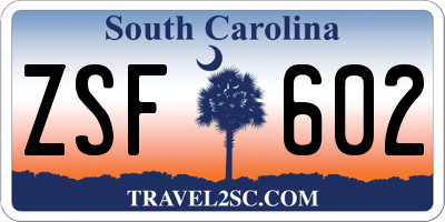 SC license plate ZSF602