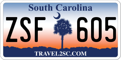 SC license plate ZSF605