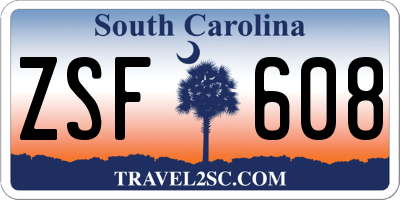 SC license plate ZSF608