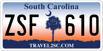 SC license plate ZSF610