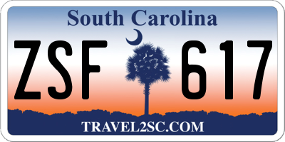 SC license plate ZSF617