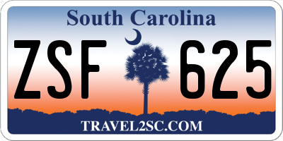 SC license plate ZSF625