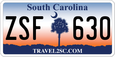 SC license plate ZSF630