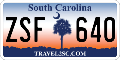 SC license plate ZSF640