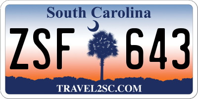 SC license plate ZSF643