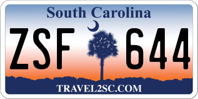 SC license plate ZSF644
