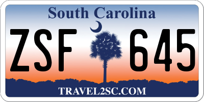 SC license plate ZSF645