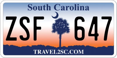 SC license plate ZSF647