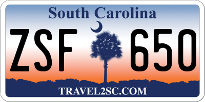 SC license plate ZSF650