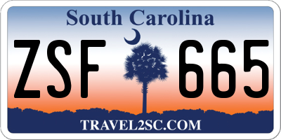 SC license plate ZSF665