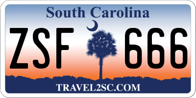 SC license plate ZSF666
