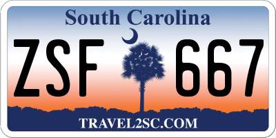 SC license plate ZSF667