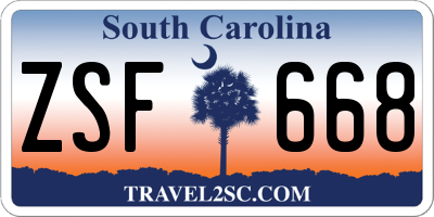 SC license plate ZSF668