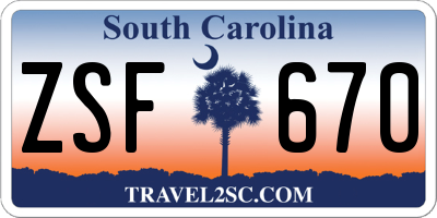 SC license plate ZSF670