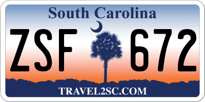 SC license plate ZSF672
