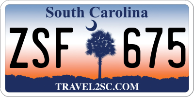 SC license plate ZSF675