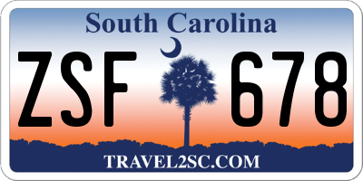SC license plate ZSF678