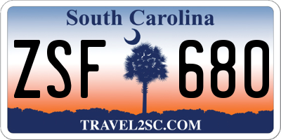 SC license plate ZSF680