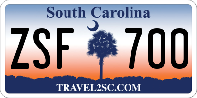 SC license plate ZSF700