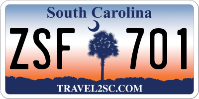 SC license plate ZSF701