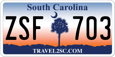 SC license plate ZSF703
