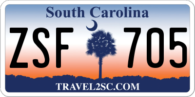 SC license plate ZSF705