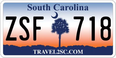 SC license plate ZSF718
