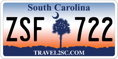 SC license plate ZSF722