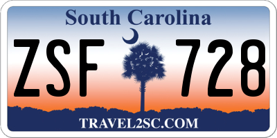 SC license plate ZSF728