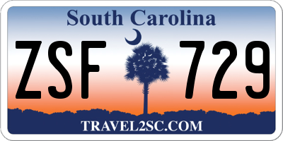 SC license plate ZSF729