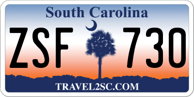 SC license plate ZSF730