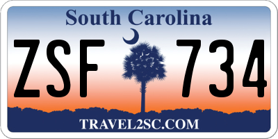 SC license plate ZSF734