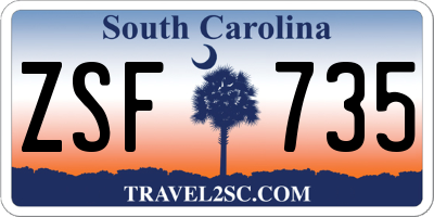 SC license plate ZSF735