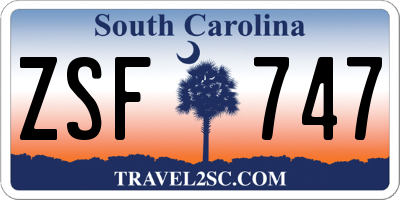 SC license plate ZSF747