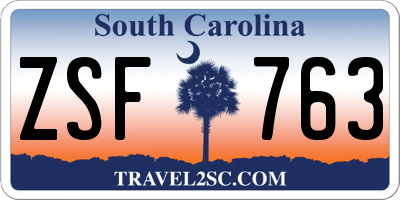 SC license plate ZSF763