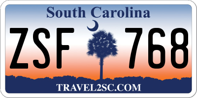 SC license plate ZSF768