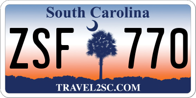 SC license plate ZSF770