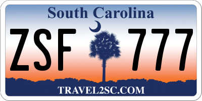 SC license plate ZSF777