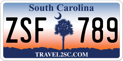 SC license plate ZSF789