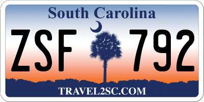 SC license plate ZSF792
