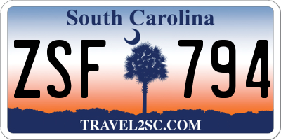 SC license plate ZSF794