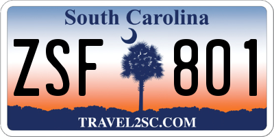 SC license plate ZSF801