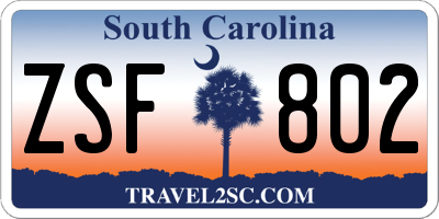 SC license plate ZSF802