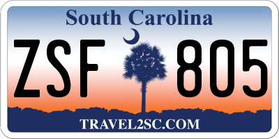 SC license plate ZSF805