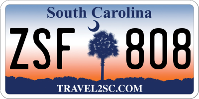 SC license plate ZSF808