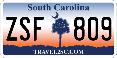 SC license plate ZSF809