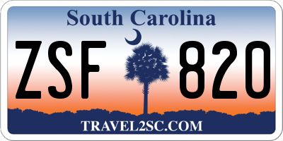 SC license plate ZSF820