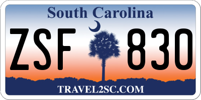 SC license plate ZSF830