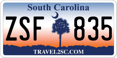 SC license plate ZSF835