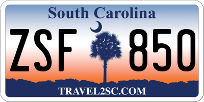 SC license plate ZSF850